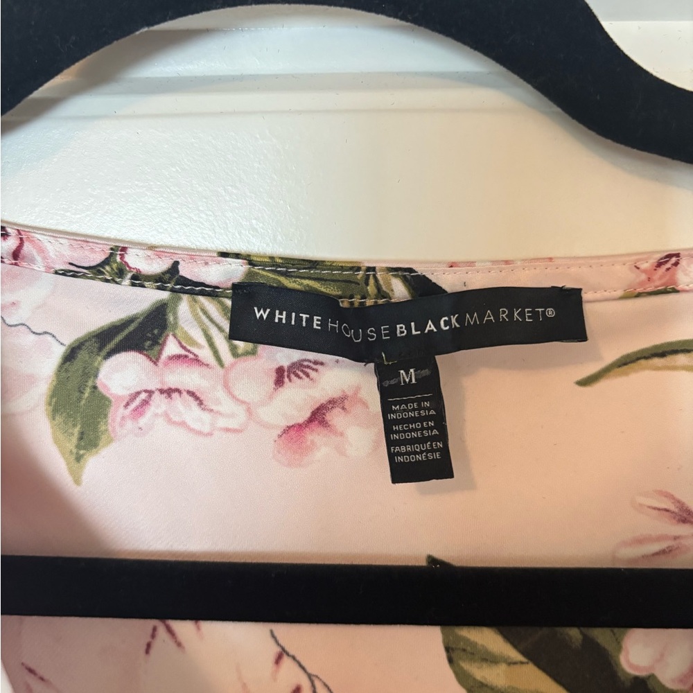 White House Black Market Pink Floral Cowl Neck Blouse - Picture 6 of 8